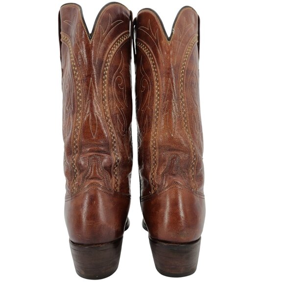 Vintage Lucchese San Antonio Men 8.5D Brown Leather Classic Cowboy Western Boots - Picture 15 of 16